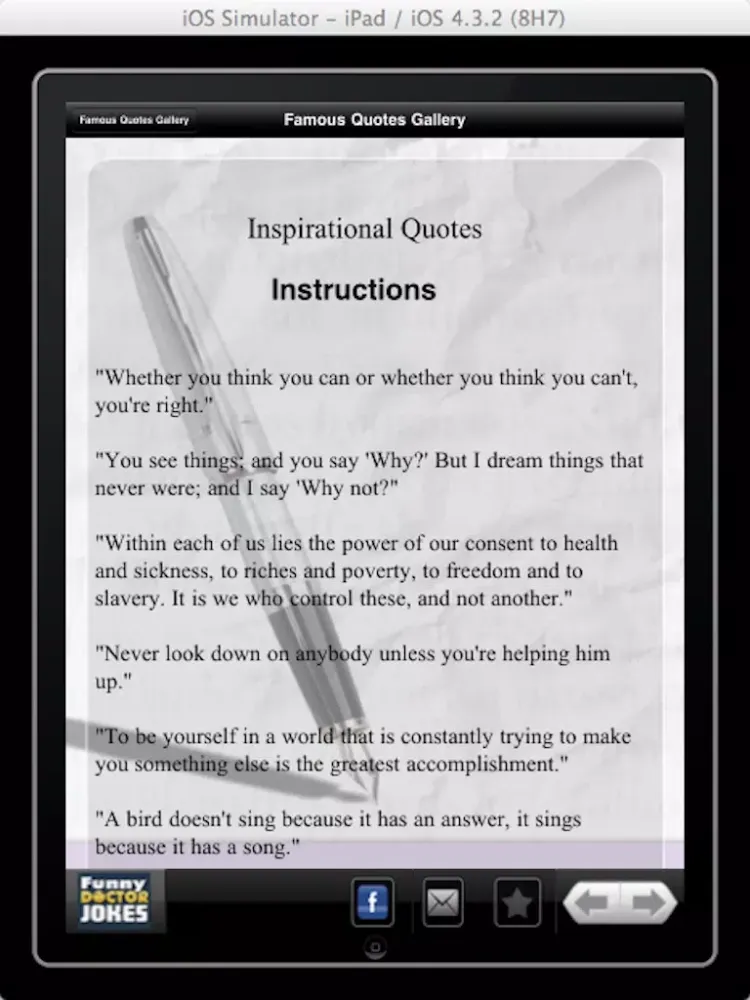Capturas de tela do Famous Quotes Gallery iPad