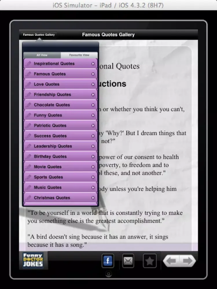 Capturas de tela do Famous Quotes Gallery iPad