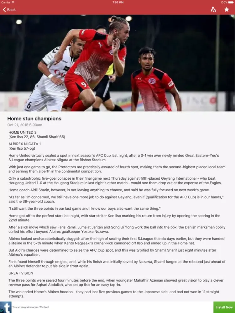 Ảnh chụp màn hình của Singapore Top News iPad 