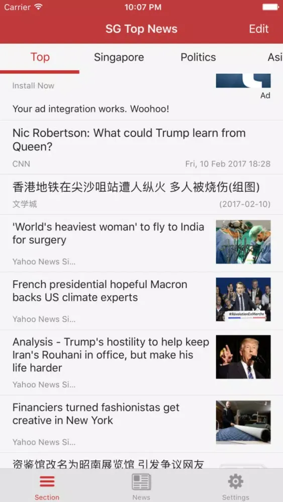 Ảnh chụp màn hình của Singapore Top News