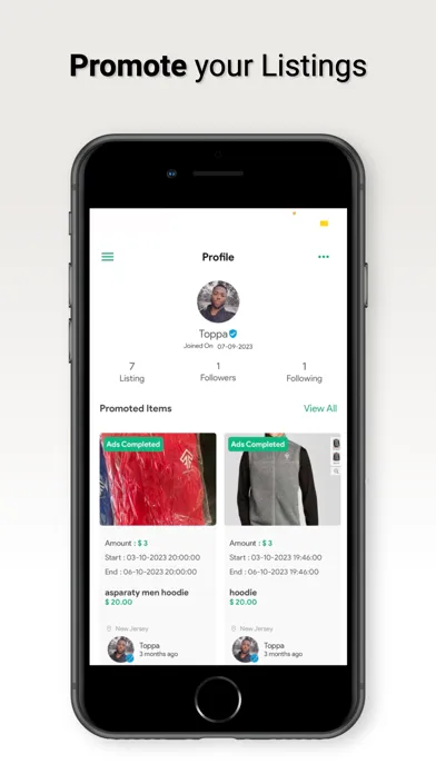 Capturas de tela do Toppa Marketplace:  Buy & Sell