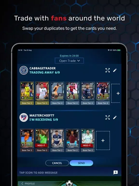 ภาพหน้าจอของ TOPPS® KICK® Card Trader iPad 