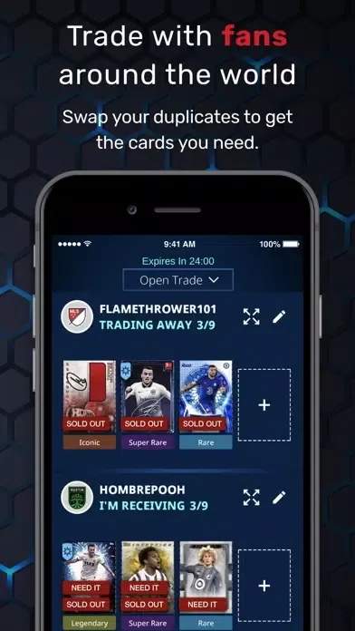 ภาพหน้าจอของ TOPPS® KICK® Card Trader
