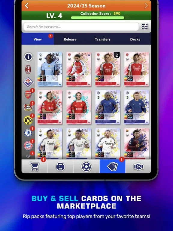 Capturas de tela do Topps Total Football® iPad 