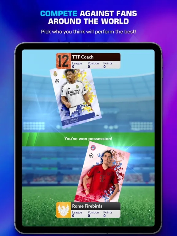 Capturas de tela do Topps Total Football® iPad 