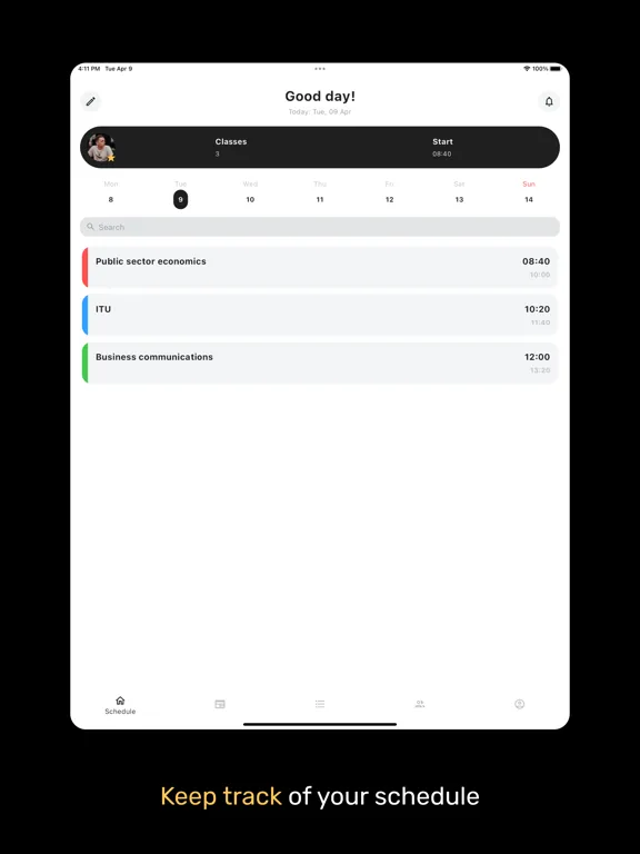 Studuck - Class schedule iPad  Screenshots
