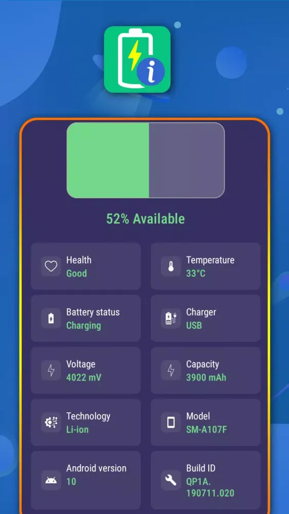 Tangkapan layar Battery status viewer
