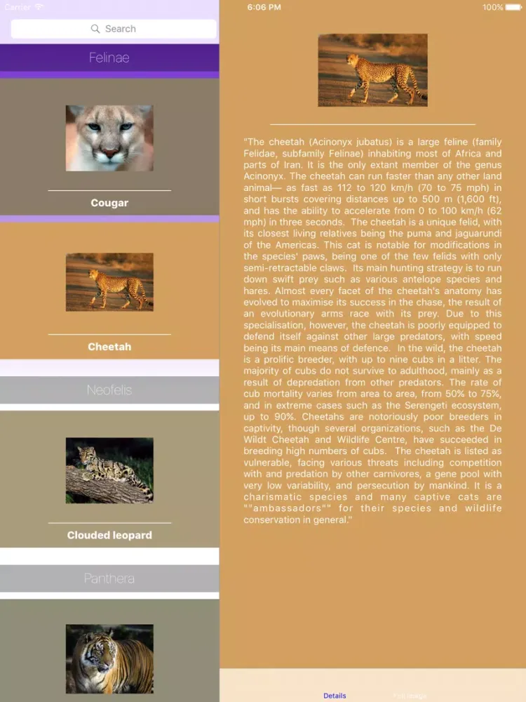 Capturas de tela do Big Cats Roar iPad 