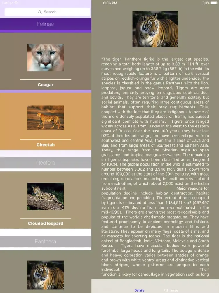 Capturas de tela do Big Cats Roar iPad 