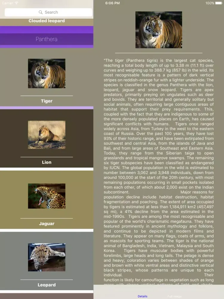 Capturas de tela do Big Cats Roar iPad 