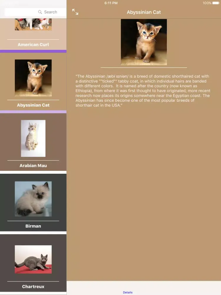 Ảnh chụp màn hình của Encyclopaedia of Kittens by Breed - with Cute Pics iPad 