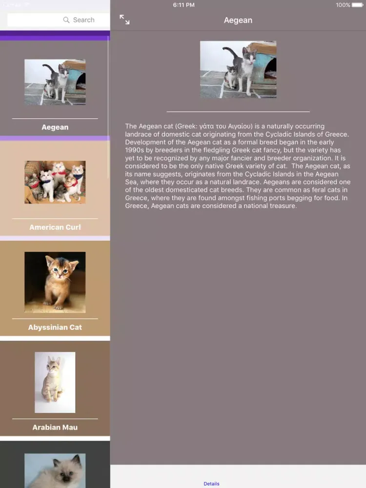 Ảnh chụp màn hình của Encyclopaedia of Kittens by Breed - with Cute Pics iPad 