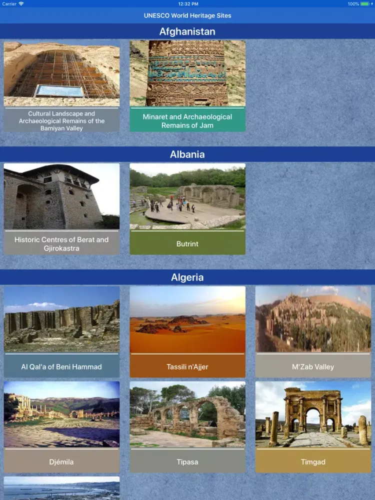 Tangkapan skrin World Heritage Sites - UNESCO iPad 