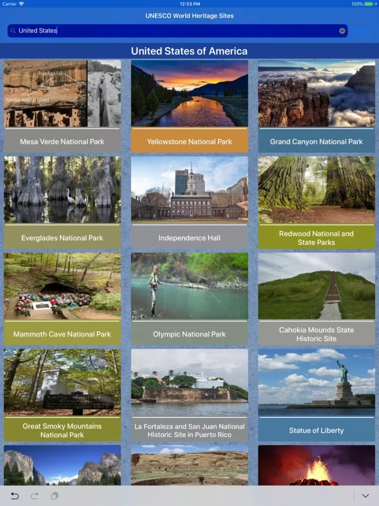 Tangkapan skrin World Heritage Sites - UNESCO iPad 