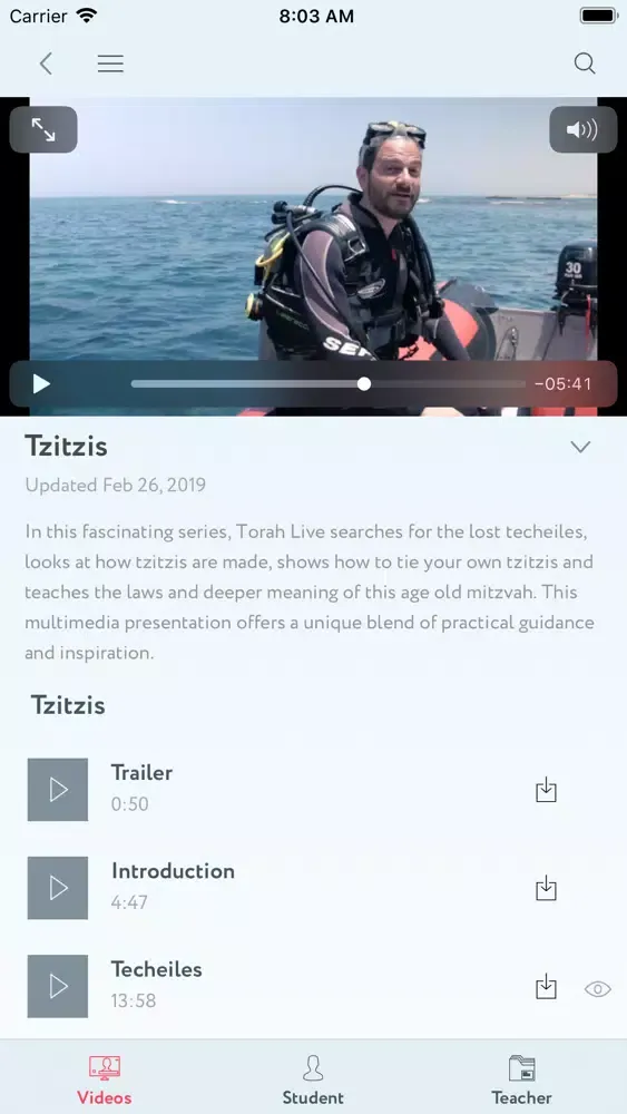 Tangkapan skrin Torah Live - Torah Videos