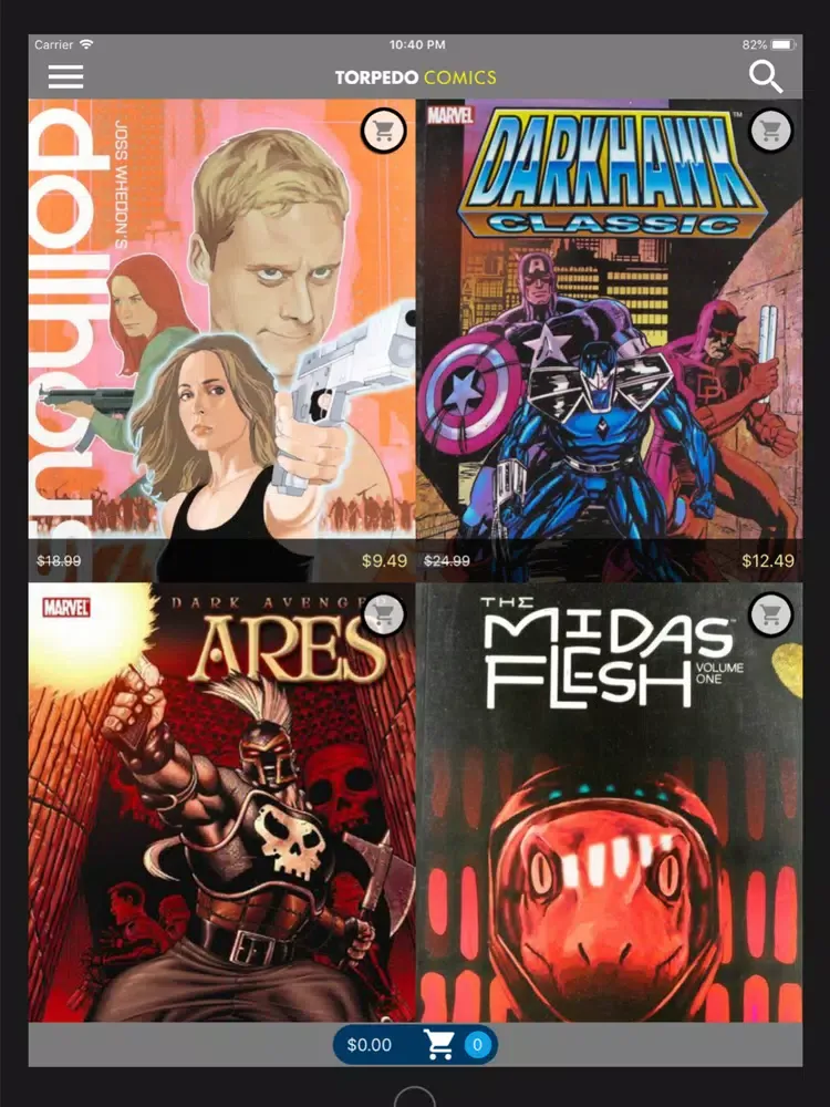 Capturas de tela do Torpedo Comics iPad 