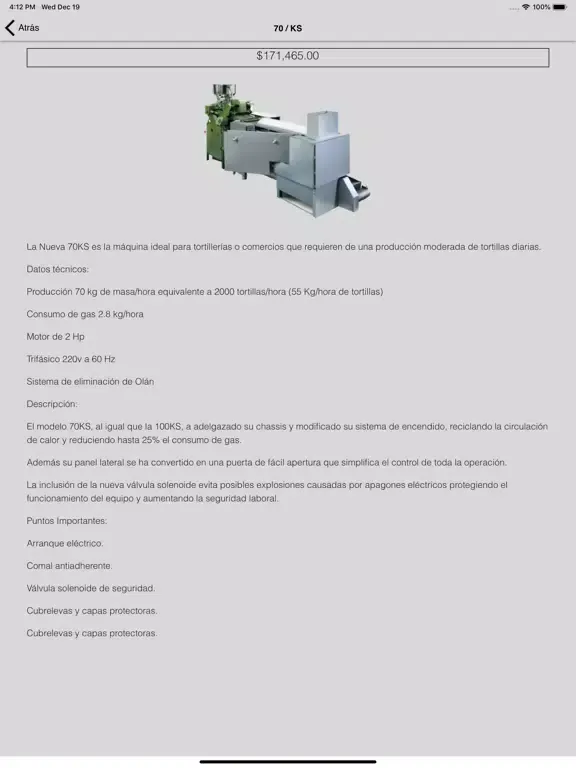 Tortilladoras Celorio iPad  Ekran Görüntüleri