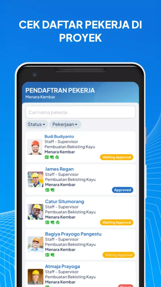 Ảnh chụp màn hình của Pendaftaran Pekerja