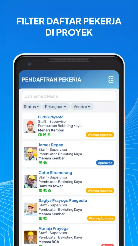 Ảnh chụp màn hình của Pendaftaran Pekerja