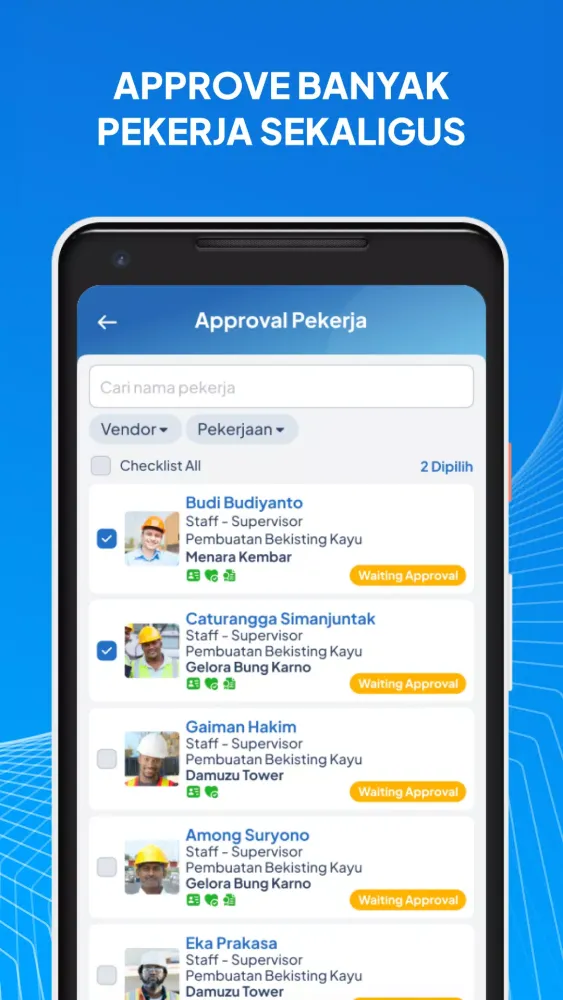 Ảnh chụp màn hình của Pendaftaran Pekerja
