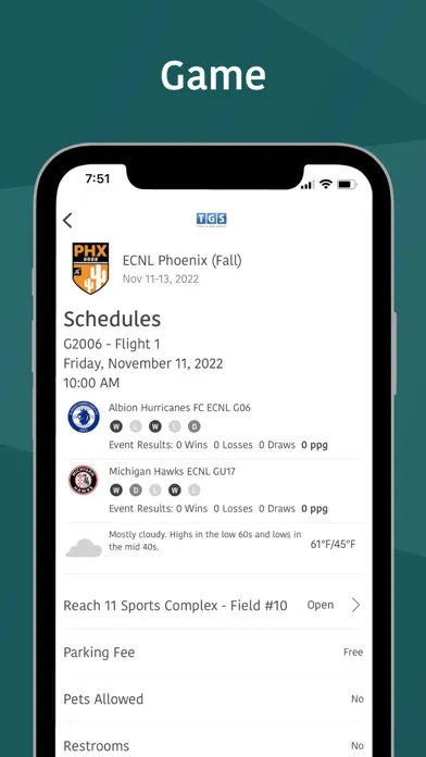 Capturas de tela do ECNL
