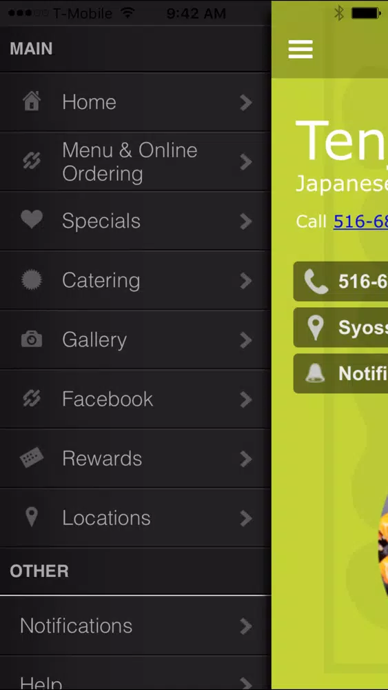 Capturas de tela do Tenjin Japanese Restaurant