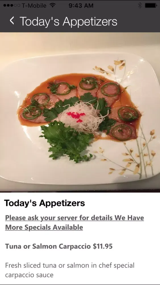 Tangkapan skrin Tenjin Japanese Restaurant