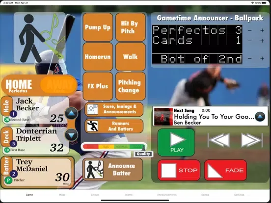 Скриншоты Gametime Announcer Ballpark iPad 