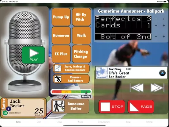 Скриншоты Gametime Announcer Ballpark iPad 