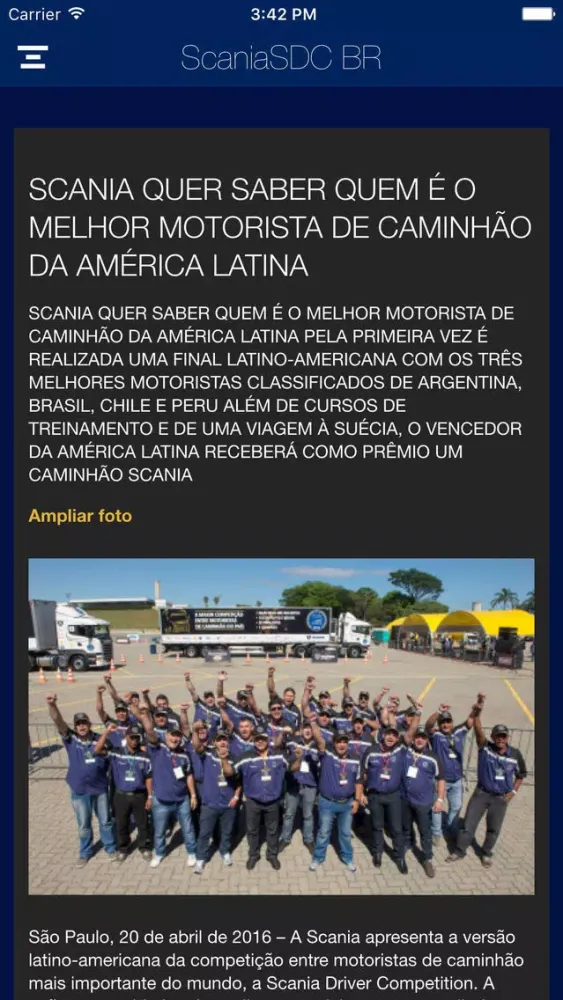 Capturas de tela do Scania Driver Competitions - Brasil
