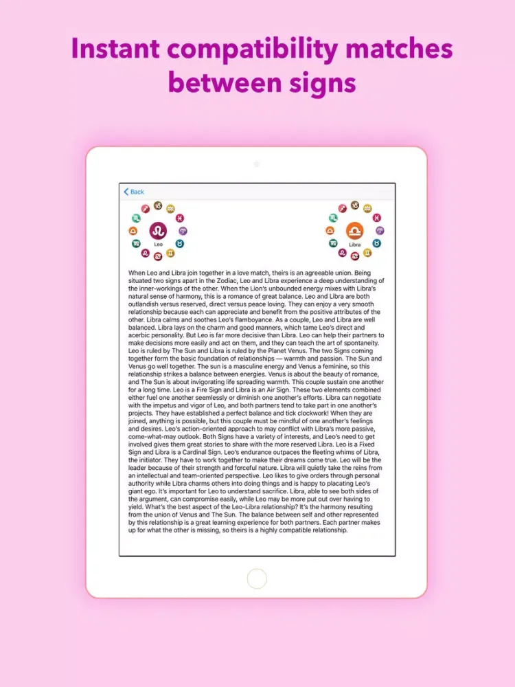 Capturas de tela do Love Horoscope 2019 iPad 