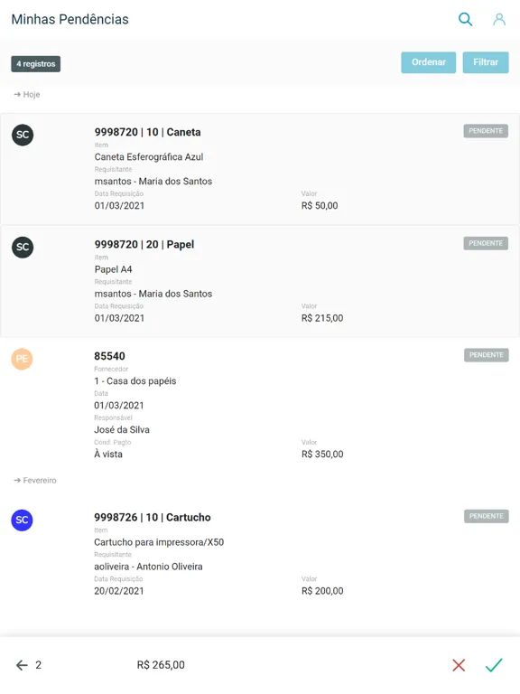 Zrzuty ekranu Minhas Pendências de Aprovação iPad 