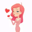 Pink Girl Mia Stickers - Valentine's Day