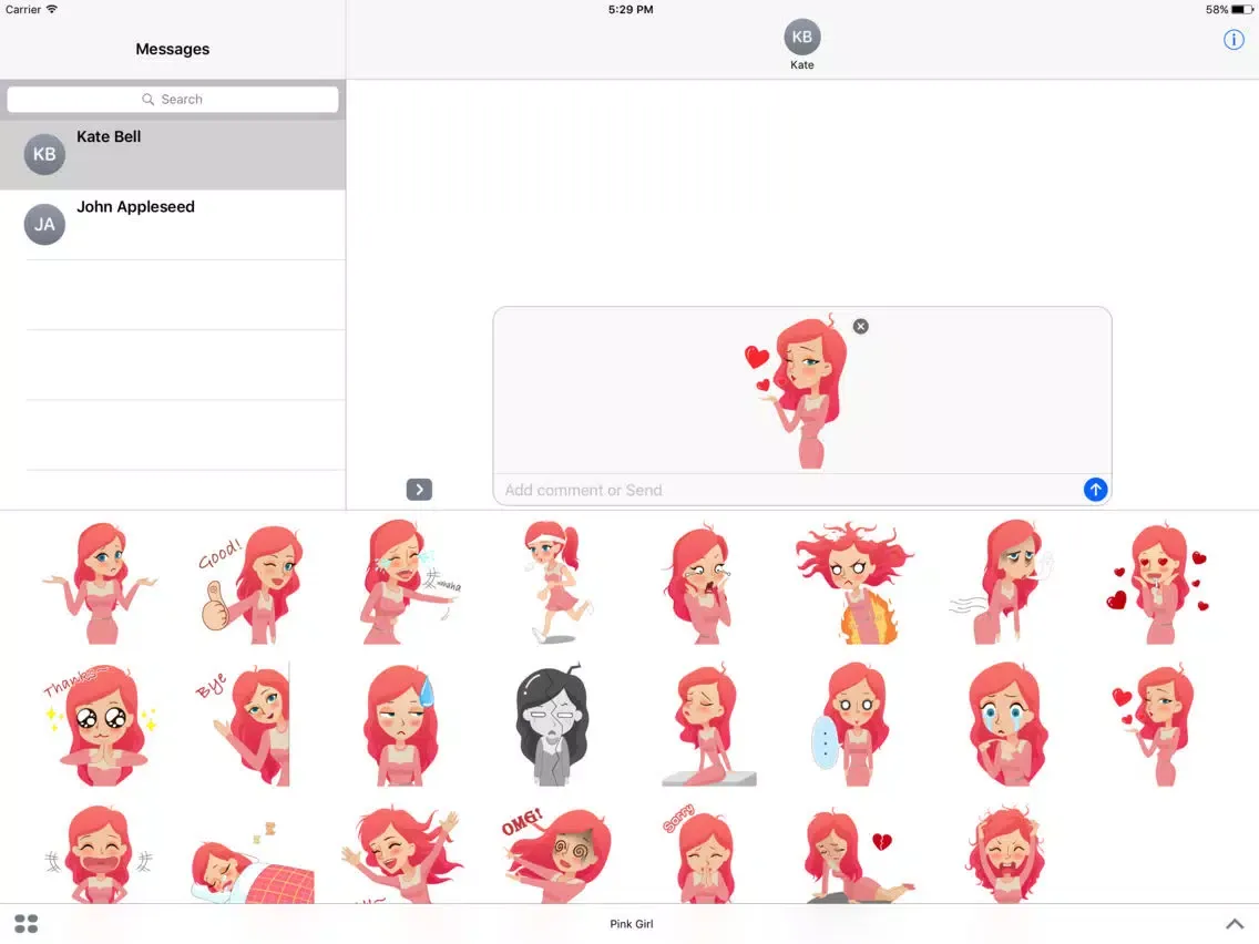 Pink Girl Mia Stickers - Valentine's Day iPad  スクリーンショット