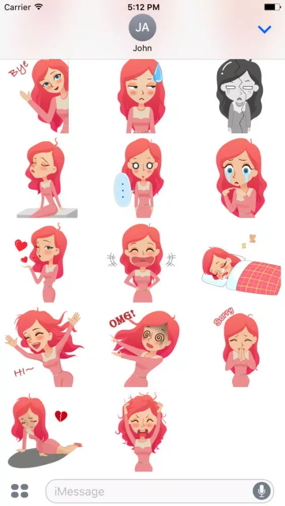 Pink Girl Mia Stickers - Valentine's Day スクリーンショット