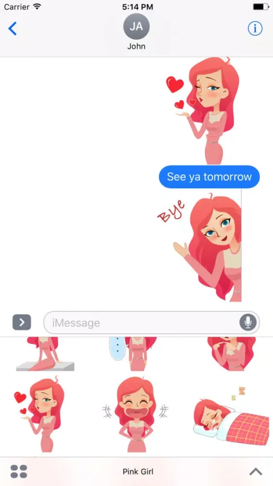 Pink Girl Mia Stickers - Valentine's Day スクリーンショット