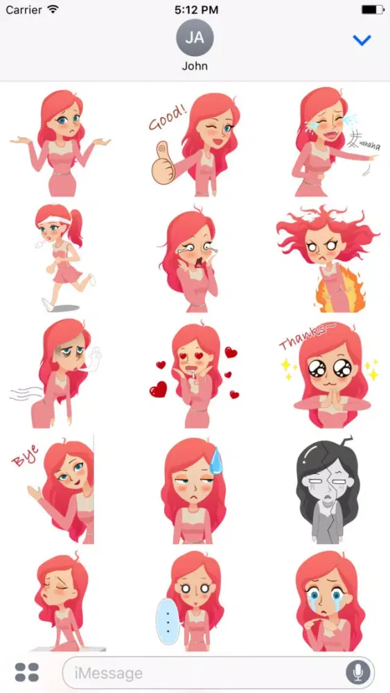 Pink Girl Mia Stickers - Valentine's Day スクリーンショット