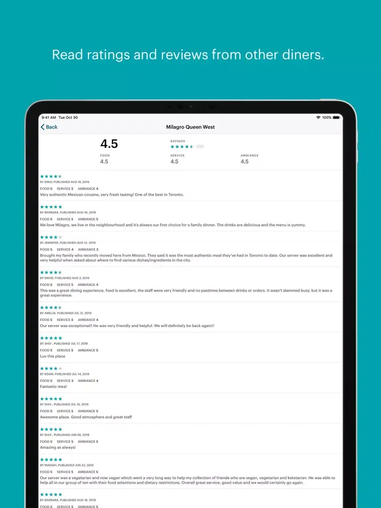 Screenshot di TouchBistro Dine iPad 