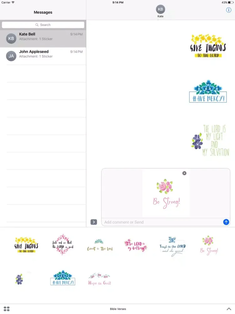 Watercolor Flower Bible Verses Animated Sticker iPad 应用截图
