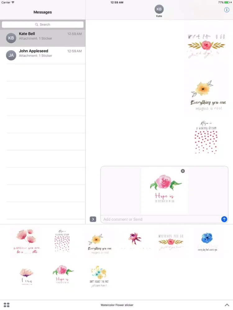 Capturas de pantalla de Watercolor Flower Quotes Animated Sticker iPad 
