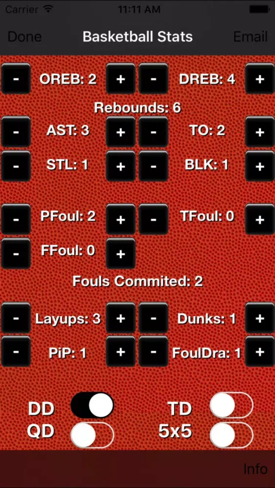 Zrzuty ekranu Basketball Stats Tracker Touch