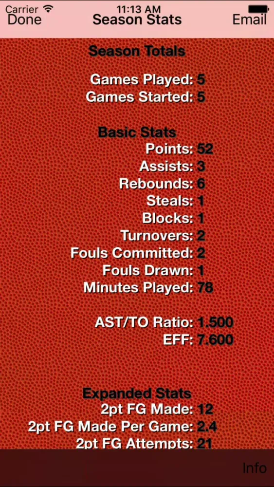 Zrzuty ekranu Basketball Stats Tracker Touch