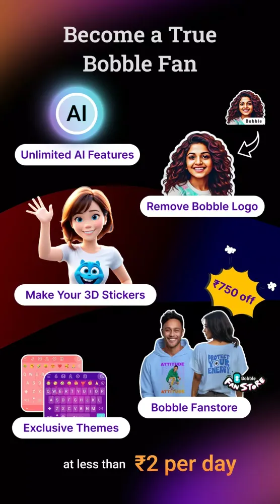 Screenshot di Bobble AI Keyboard