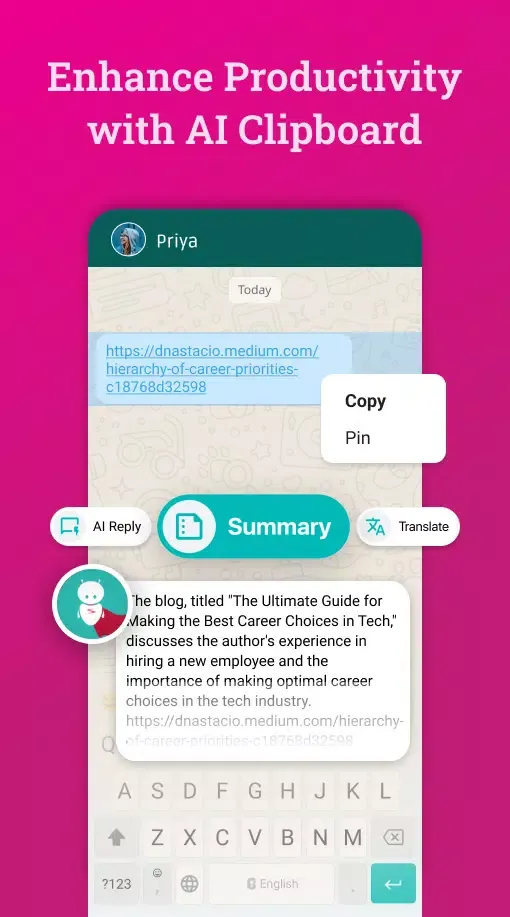 Screenshot di Bobble AI Keyboard