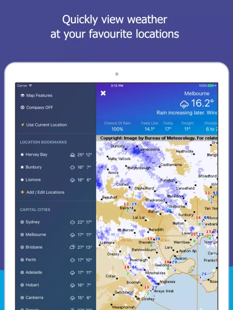 Capturas de pantalla de AUS Rain Radar - Bom radar iPad 