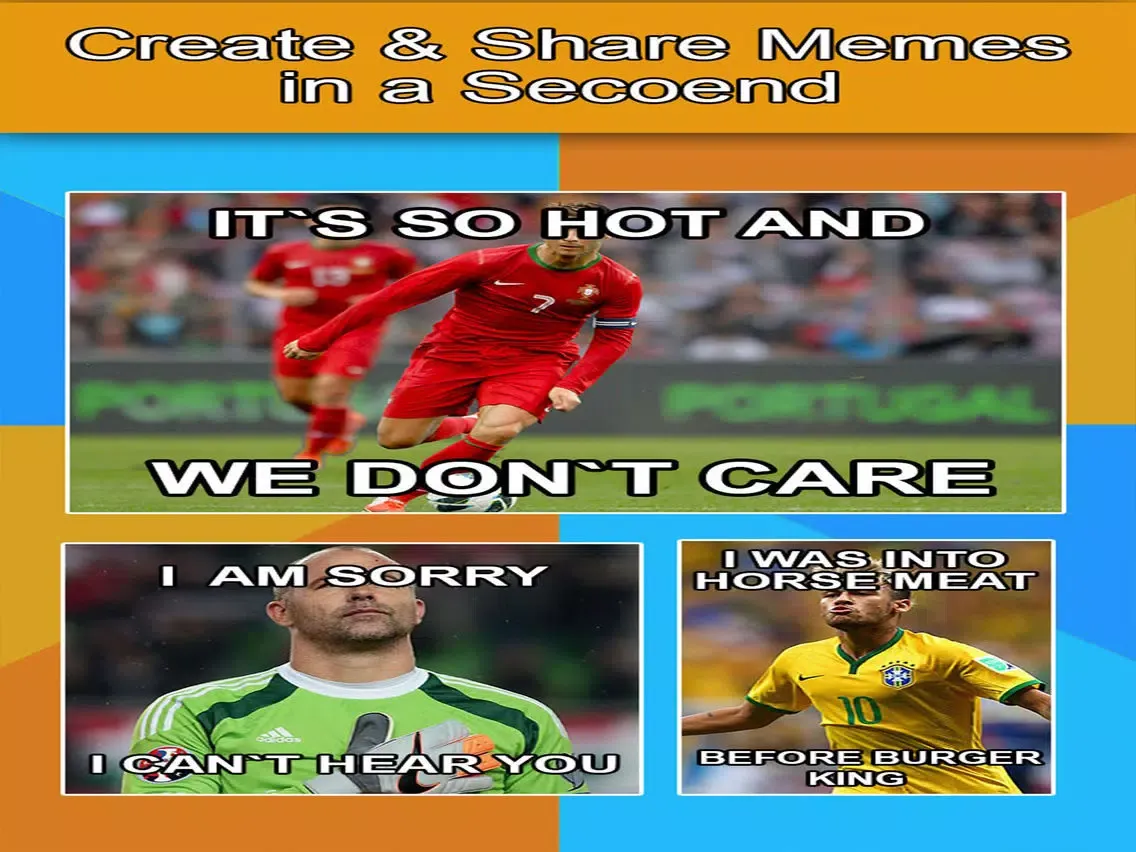 Meme Creator for Euro 2016 - Make your own meme with Top Superstar Soccer Player.s iPad 应用截图