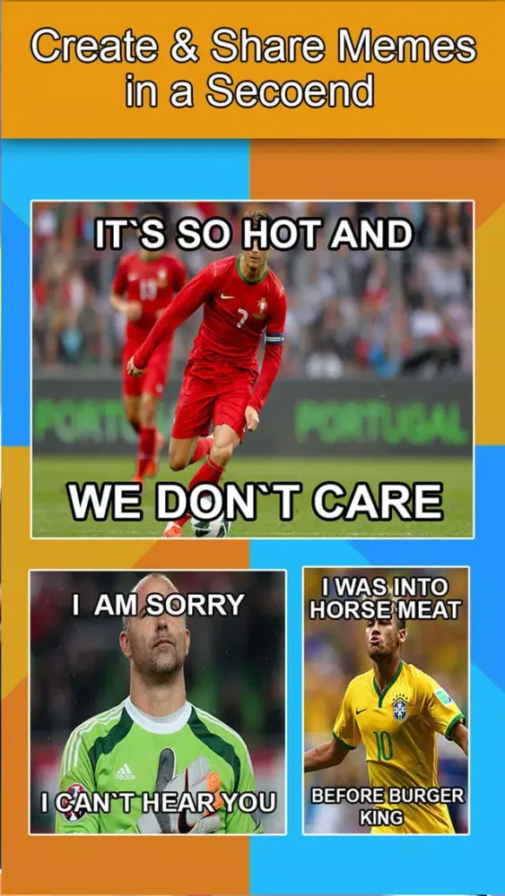 Meme Creator for Euro 2016 - Make your own meme with Top Superstar Soccer Player.s应用截图