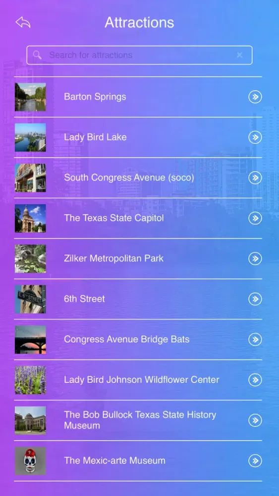 Austin Tourist Guide Screenshots