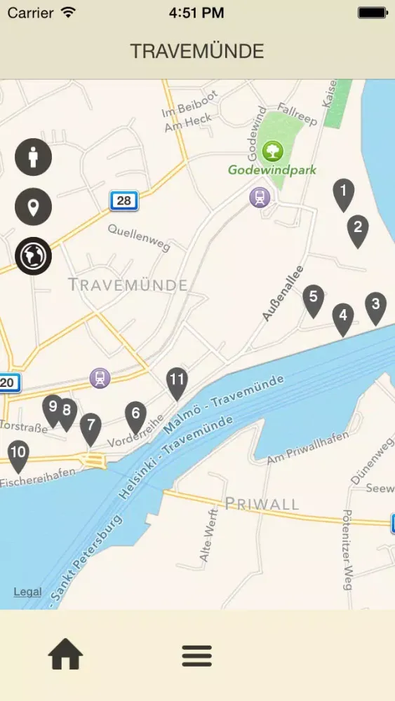 Tangkapan skrin iTour Travemünde Deutsch