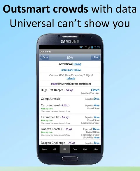 Screenshot di Universal Orlando Lines by TouringPlans.com